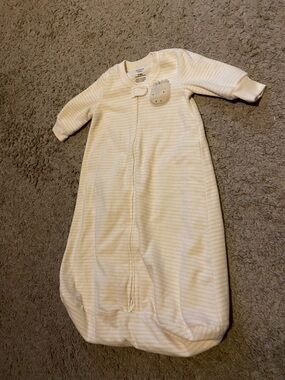 Carter's Cream & Light Yellow Striped Baby Sleep Gown with Hippo Patch